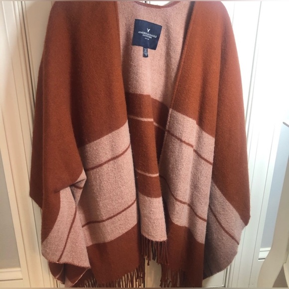 Brown Striped Poncho - Picture 1 of 2